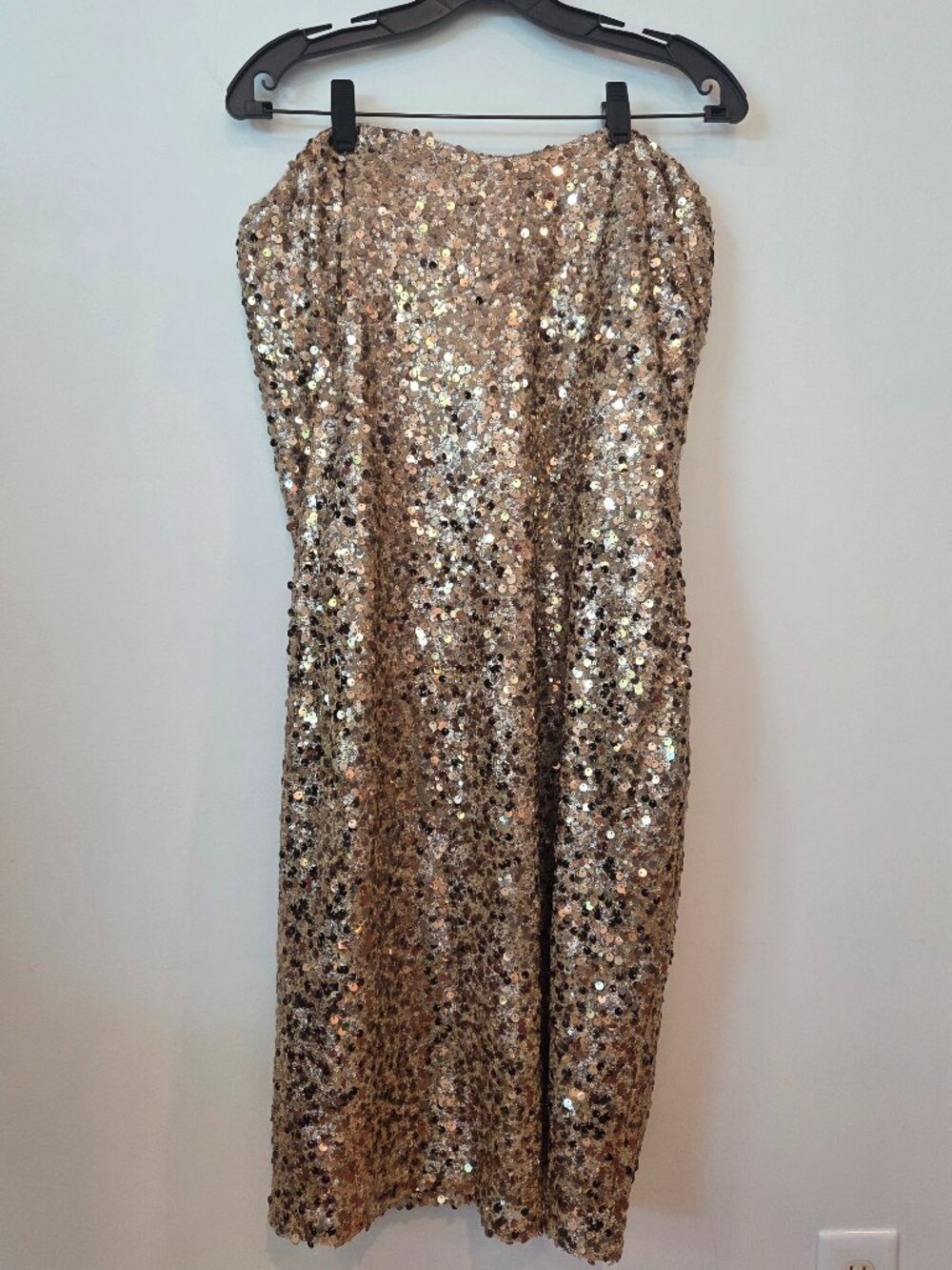 NWT Badgley Mischka Gold Sequin Gown 14